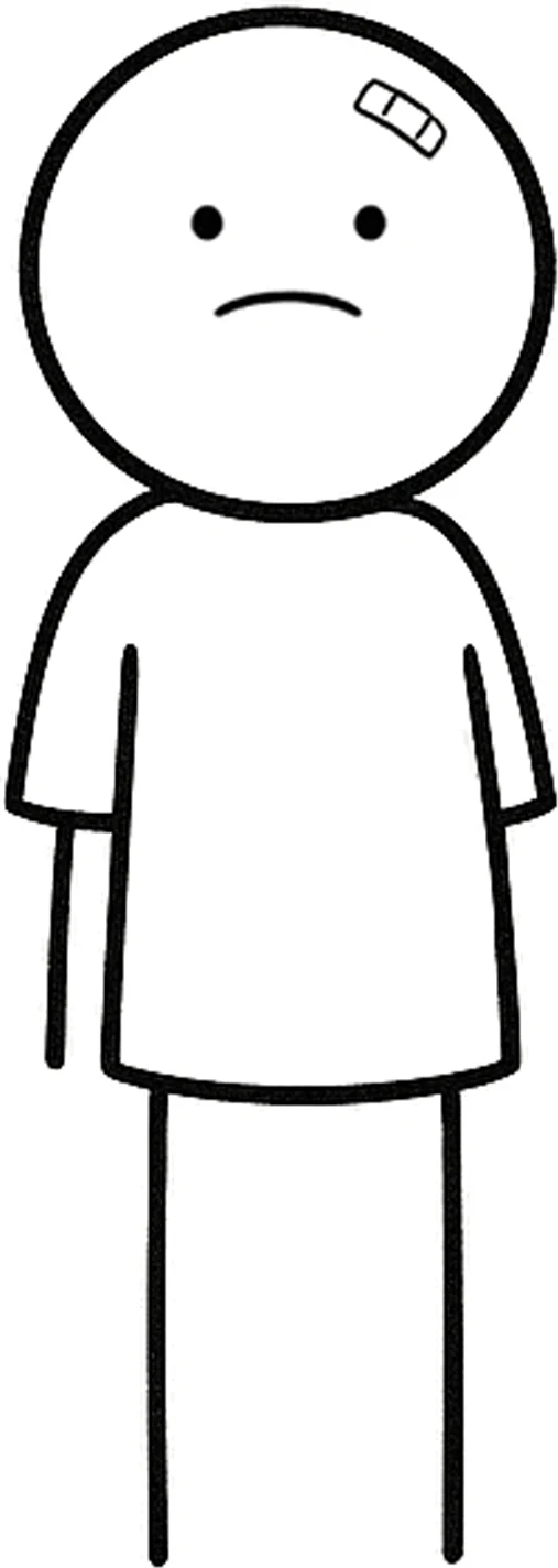 Twig standing quietly in his white tee.
